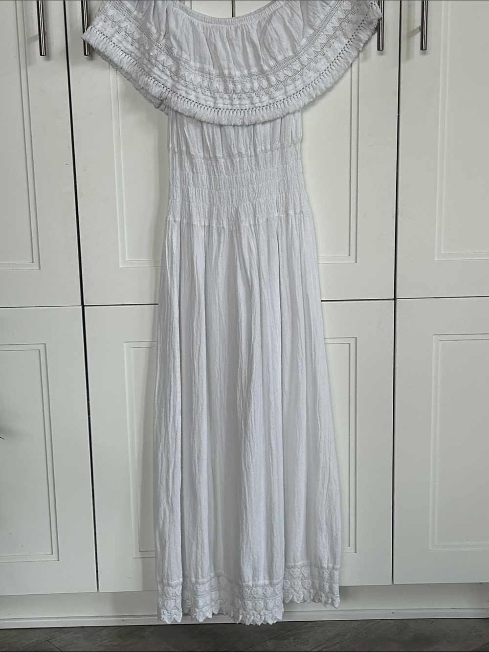 Sea spice resort wear White Off-Shoulder Maxi Dress - Elegant Summer Style
